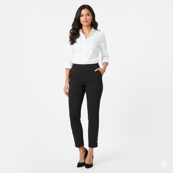 Jessica Riley Pants - Jessica Riley Black High Waist Slim Cropped Pants Large